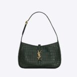 Saint Laurent YSL Women Le 5 A 7 Hobo Bag in Crocodile-Embossed Leather-Green