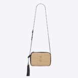 Saint Laurent YSL Women Lou Camera Bag in Raffia and Smooth Leather