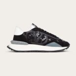 Valentino Women Lace and Mesh Lacerunner Sneaker-Black