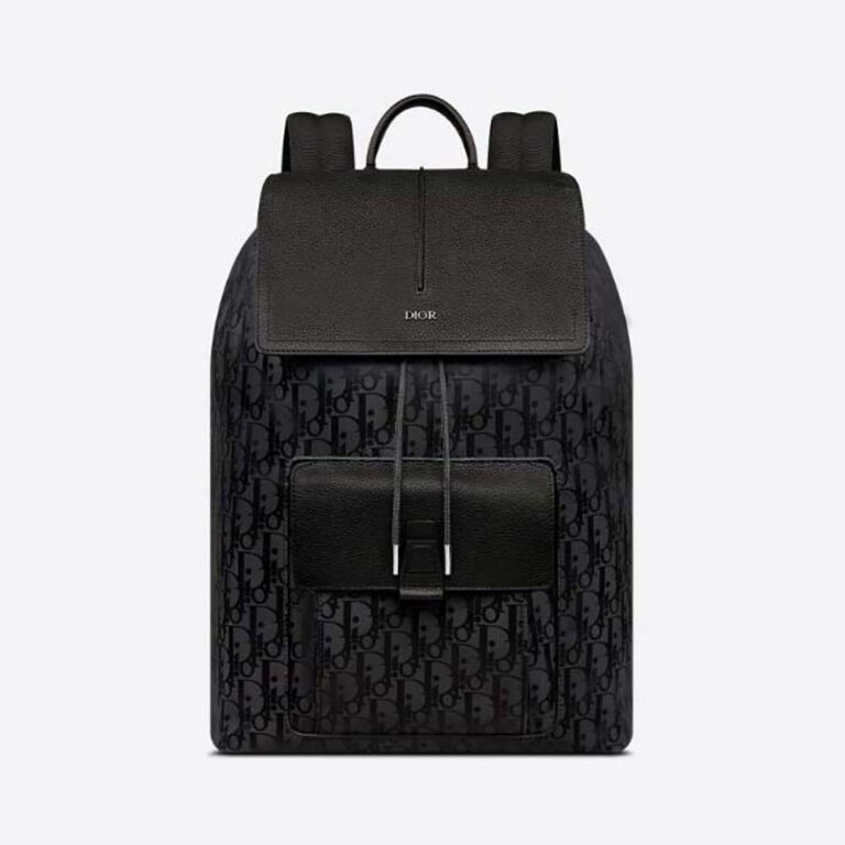 Dior Men Motion Backpack Black Dior Oblique Mirage Technical Fabric and Grained Calfskin