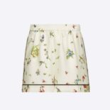 Dior Women Chez Moi Shorts White Silk Twill with Multicolor D-Constellation Motif