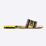 Dior Women Dway Slide Bright Yellow and Pink D-Jungle Pop Cotton Embroidery