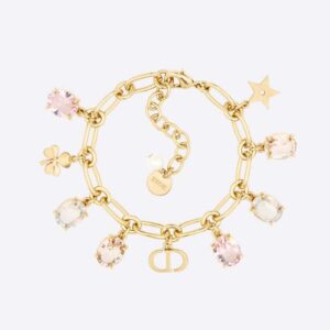 Dior Women Gold-Finish Metal with White Resin Pearl and Multicolor Crystals