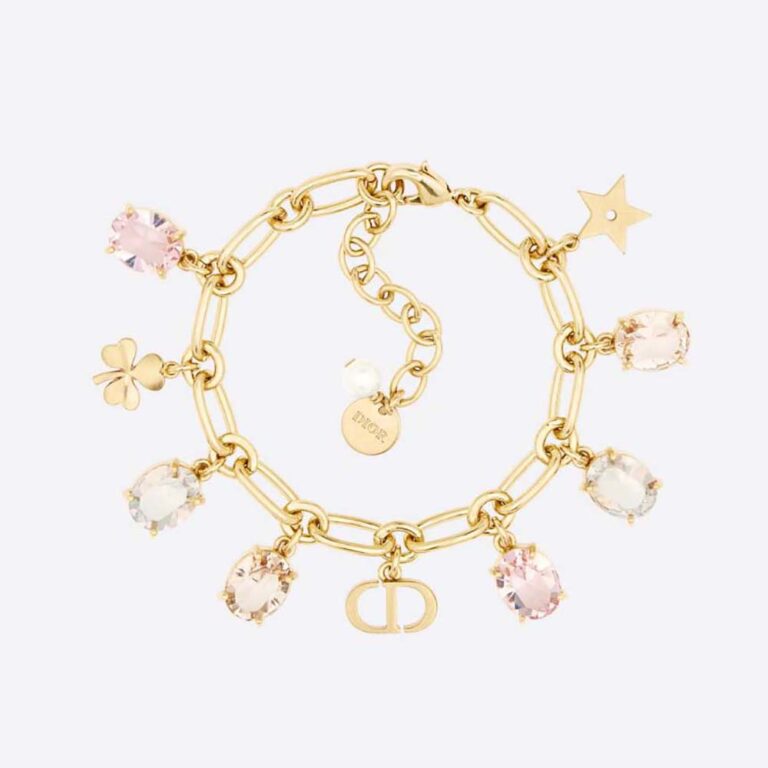 Dior Women Gold-Finish Metal with White Resin Pearl and Multicolor Crystals