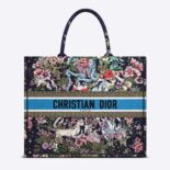 Dior Women Large Dior Book Tote Blue Multicolor D-Constellation Embroidery