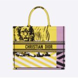 Dior Women Large Dior Book Tote Bright Yellow and Pink D-Jungle Pop Embroidery