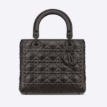 Dior Women Medium Lady Dior Bag Black Cannage Calfskin with Diamond Motif