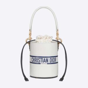 Dior Women Small Dior Vibe Bucket Bag White and Blue Smooth Calfskin