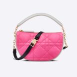 Dior Women Small Dior Vibe Hobo Bag Fluorescent Pink Macrocannage Lambskin