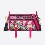 Dior Women Small Diorcamp Bag Pink Multicolor Toile de Jouy Zoom Technical Canvas with Strass