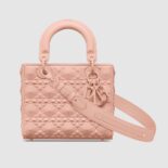 Dior Women Small Lady Dior my Abcdior Bag Rose Des Vents Cannage Calfskin with Diamond Motif