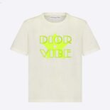 Dior Women Vibe T-shirt Ecru and Fluorescent Yellow Cotton and Linen Jersey