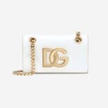 Dolce Gabbana D&G Women Polished Calfskin 3.5 Phone Bag-White