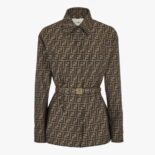 Fendi Women Single-breasted Brown Canvas Go-To Jacket