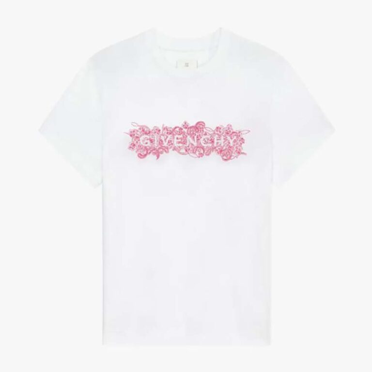 Givenchy Men T-shirt in 4G GIVENCHY Embroidered Jersey-Pink