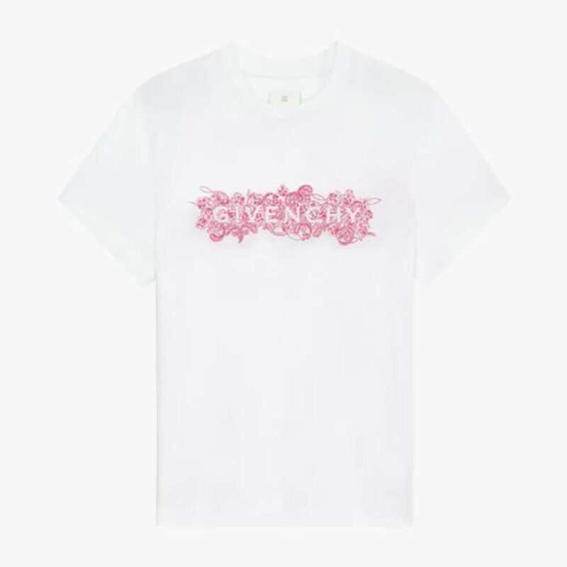 Givenchy Men T-shirt in 4G GIVENCHY Embroidered Jersey-Pink