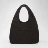 Prada Men Canvas Hobo Bag with Embossed Logo on the Front-Black