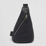 Prada Men Cross Leather Bag wite Logo-Print Re-Nylon lining-Black