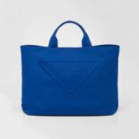 Prada Women Canvas Tote Bag with Contemporary Take on Classic Beach Designs-Navy