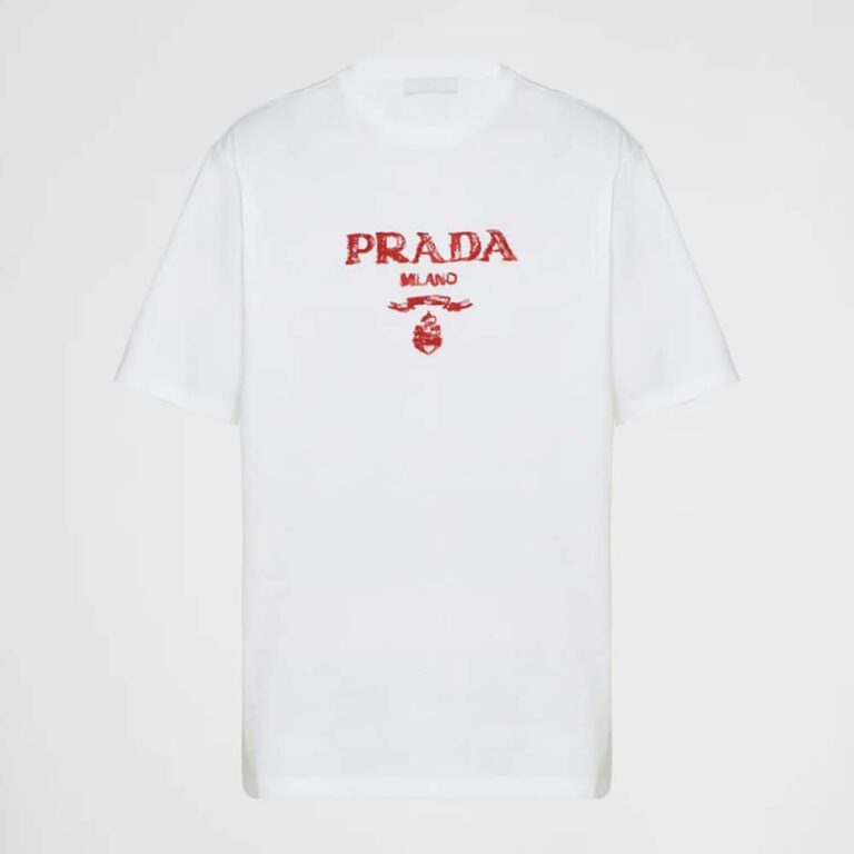 Prada Women Classic Cotton Crew-Neck T-shirt-Red