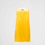 Prada Women Crepe Satin Mini-Dress with Belt-Yellow