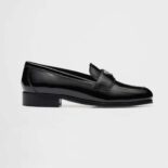 Prada Women Patent Leather Loafers in 25 mm Heel Height-Black