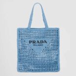 Prada Women Raffia Tote Bag with A Soft-Blue