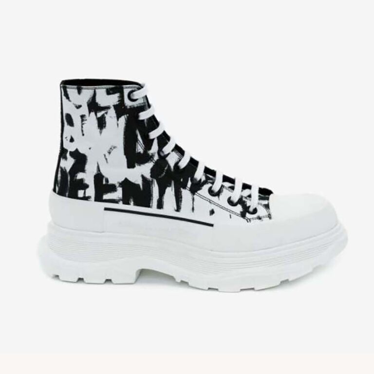 Alexander Mcqueen Unisex McQueen Graffiti Tread Slick Boot in White