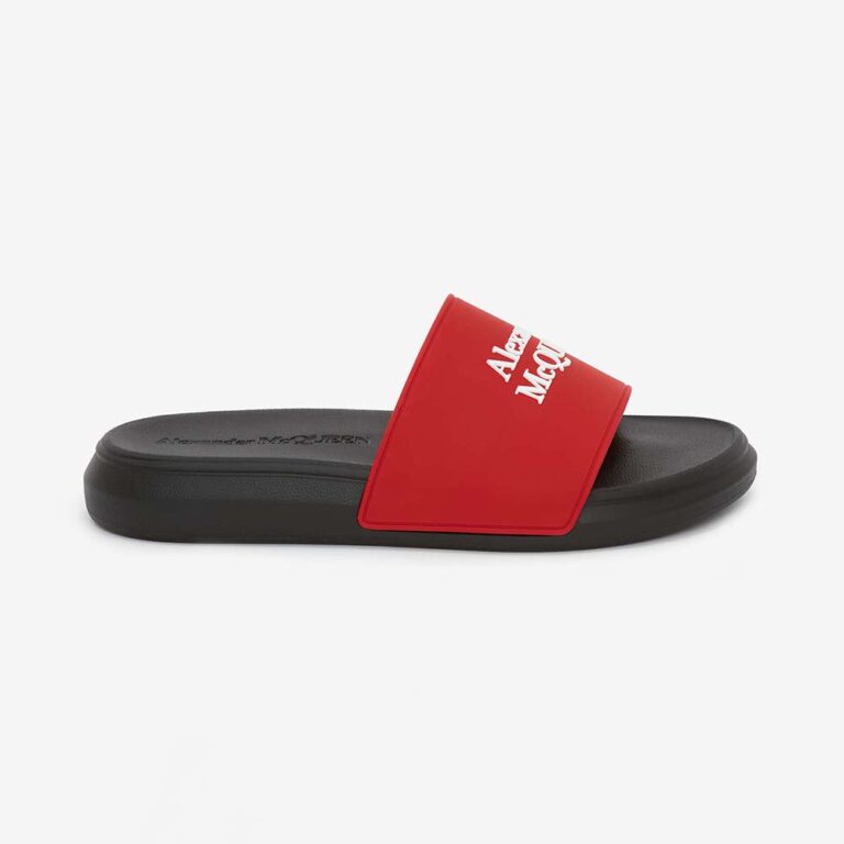 Alexander Mcqueen Unisex Pool Slide in Lust RedWhite