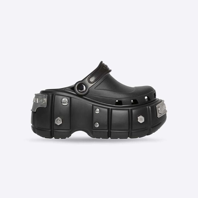 Balenciaga Women HardCrocs Sandal in Black Rubber