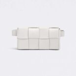 Bottega Veneta Women Belt Cassette Mini Intreccio Leather Belt Bag-White