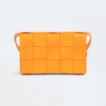 Bottega Veneta Women Cassette Intreccio Leather Cross-Body Bag-Orange