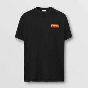 Burberry Men Logo Appliqué Cotton Oversized T-shirt-Black