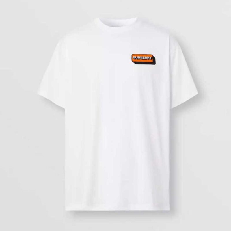Burberry Men Logo Appliqué Cotton Oversized T-shirt-White