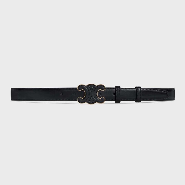 Celine Women Medium Cuir Triomphe Belt in Natural Calfskin-Black