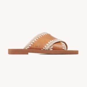Chloe Women Woody Flat Slide-Brown