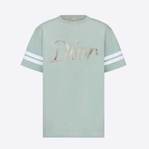 Dior Men Relaxed-Fit T-shirt Light Green Organic Cotton Compact Jersey