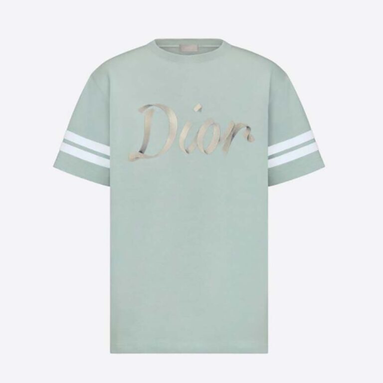 Dior Men Relaxed-Fit T-shirt Light Green Organic Cotton Compact Jersey