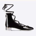 Dior Women Arty Lace-up Ankle Boot Black Patent Calfskin
