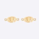 Dior Women CD Navy Stud Earrings Gold-Finish Metal and Silver-Tone Crystals