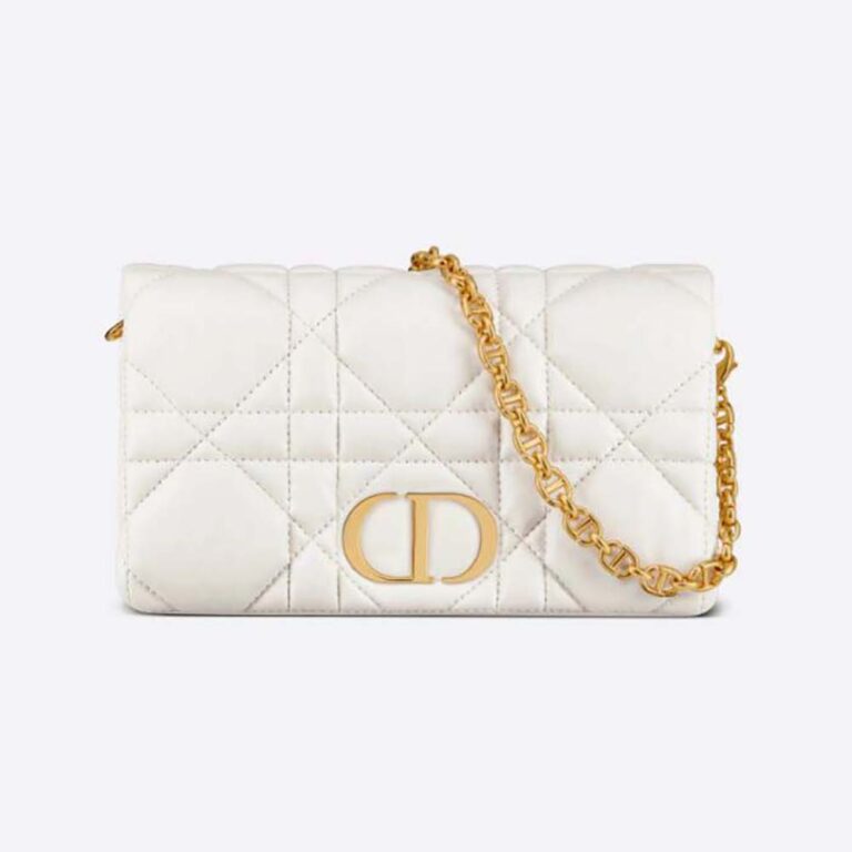 Dior Women Caro Macrocannage Pouch Latte Quilted Macrocannage Calfskin
