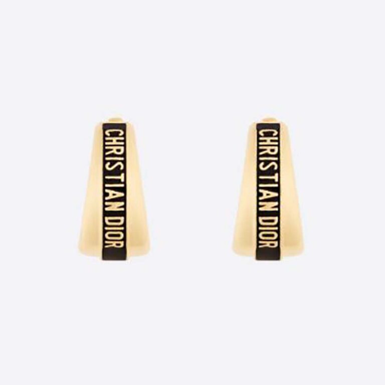 Dior Women Code Earrings Gold-Finish Metal and Black Lacquer