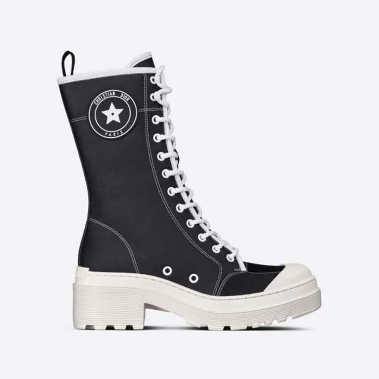 Dior Women D-Rise Boot Black Technical Fabric and Calfskin