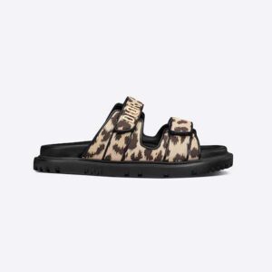 Dior Women DiorAct Slide Beige Multicolor Mizza Printed Technical Fabric