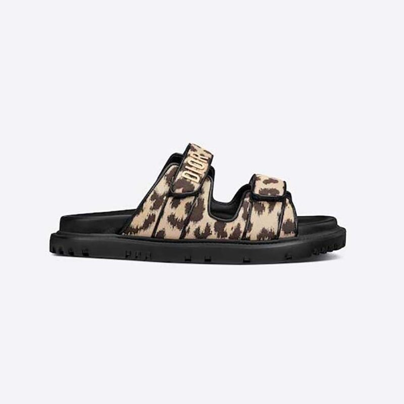 Dior Women DiorAct Slide Beige Multicolor Mizza Printed Technical Fabric