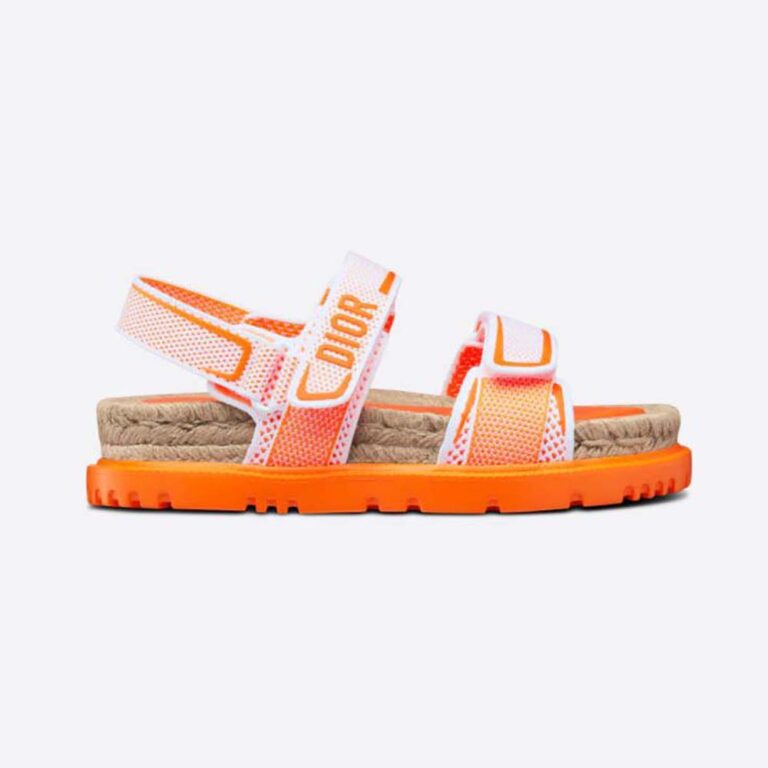 Dior Women Dioract Sandal White and Bright Orange Technical Mesh and Rubber