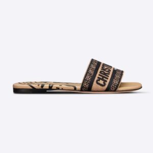 Dior Women Dway Slide Beige Jute Canvas Embroidered with Dior Union Motif