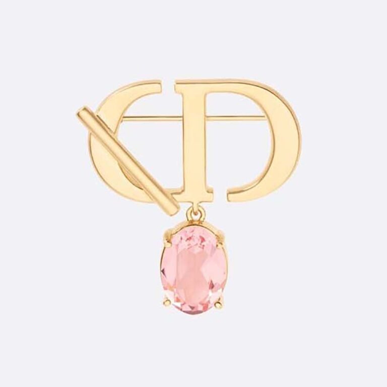 Dior Women Petit CD Brooch Gold-Finish Metal and Amber-Colored Crystal