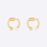 Dior Women Petit CD Earrings Gold-Finish Metal and White Resin Pearls