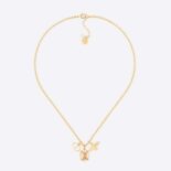 Dior Women Petit CD Necklace Gold-Finish Metal with White Resin Pearl and Amber-Colored Crystal